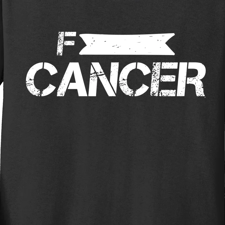 F Cancer Simple Logo Kids Long Sleeve Shirt