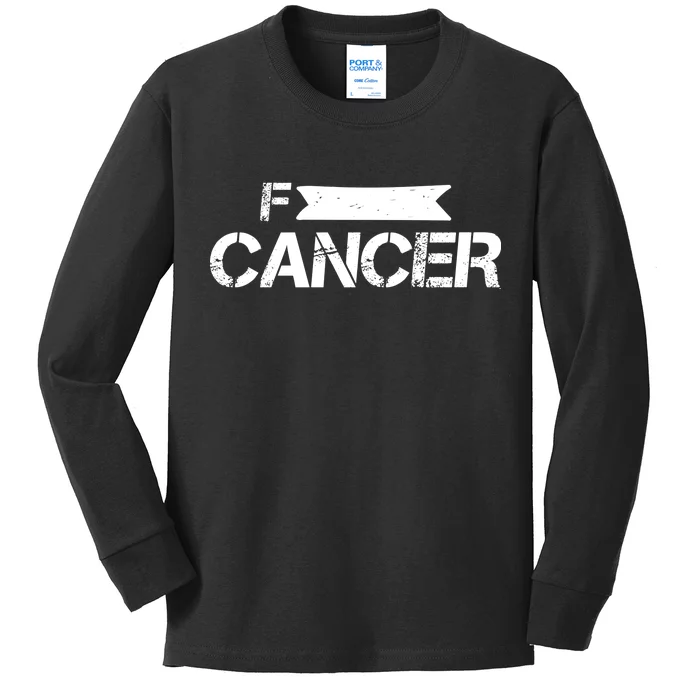 F Cancer Simple Logo Kids Long Sleeve Shirt