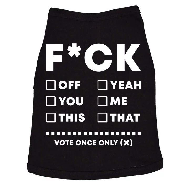 F Check Box Funny Sarcastic Doggie Tank