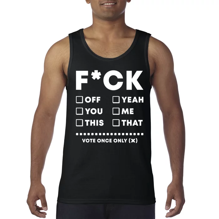 F Check Box Funny Sarcastic Tank Top