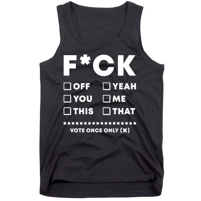 F Check Box Funny Sarcastic Tank Top