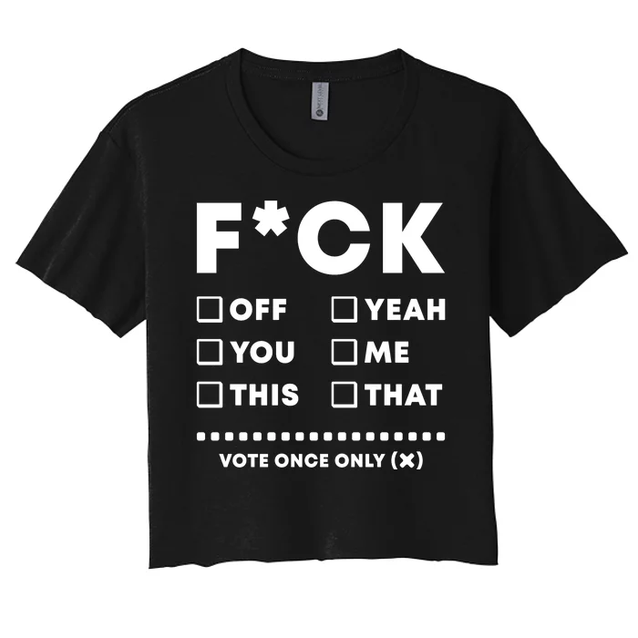 F Check Box Funny Sarcastic Women's Crop Top Tee