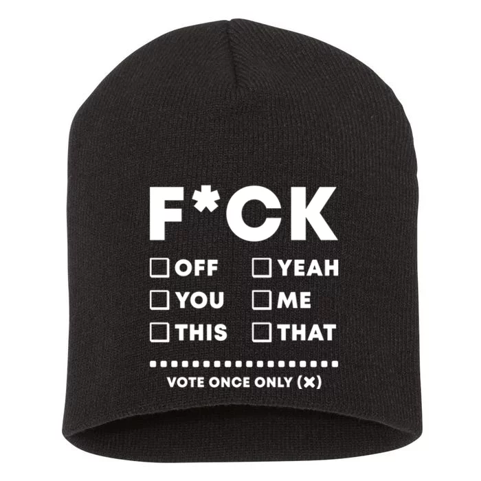 F Check Box Funny Sarcastic Short Acrylic Beanie