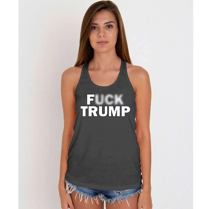 F Trump Blurry Logo Women's Knotted Racerback Tank