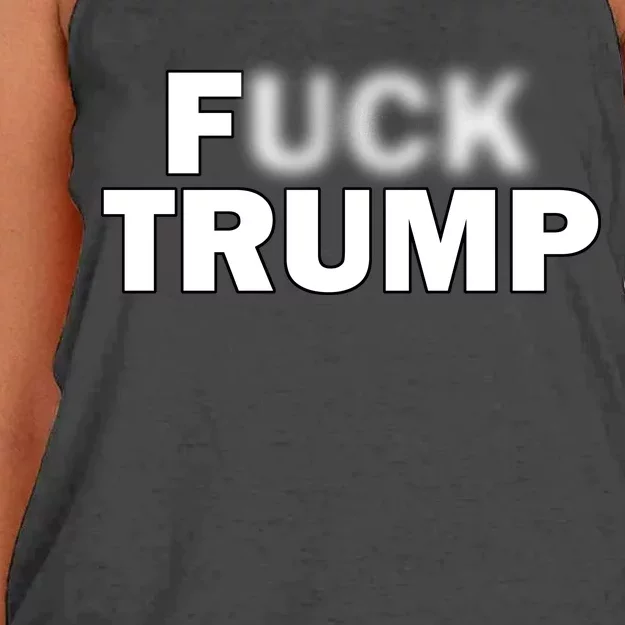 F Trump Blurry Logo Women's Knotted Racerback Tank