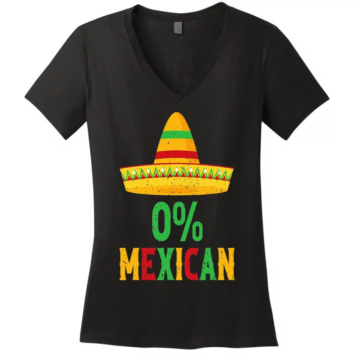 Funny 0 Mexican With Sombrero For Cinco De Mayo Women's V-Neck T-Shirt