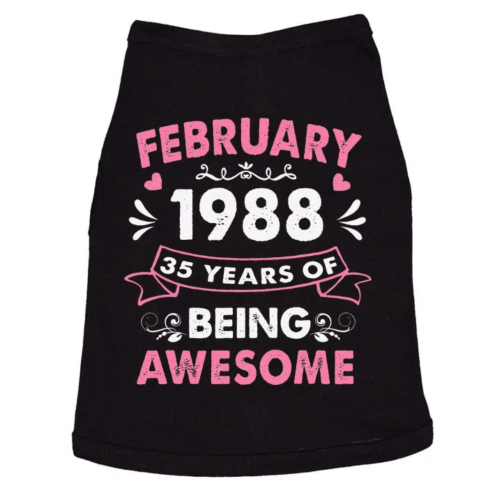 February 1988 35 Years Of Being Awesome 35th Birthday Gift Doggie Tank