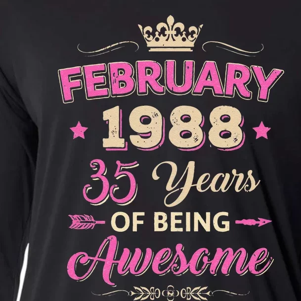 February 1988 35 Years Of Being Awesome Retro 35Th Birthday Cooling Performance Long Sleeve Crew