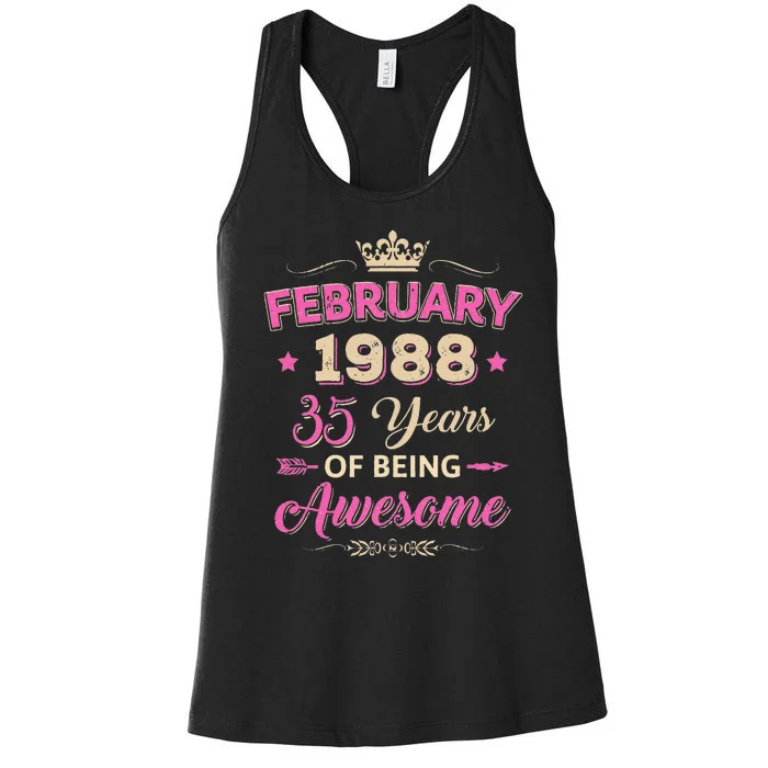 February 1988 35 Years Of Being Awesome Retro 35Th Birthday Women's Racerback Tank