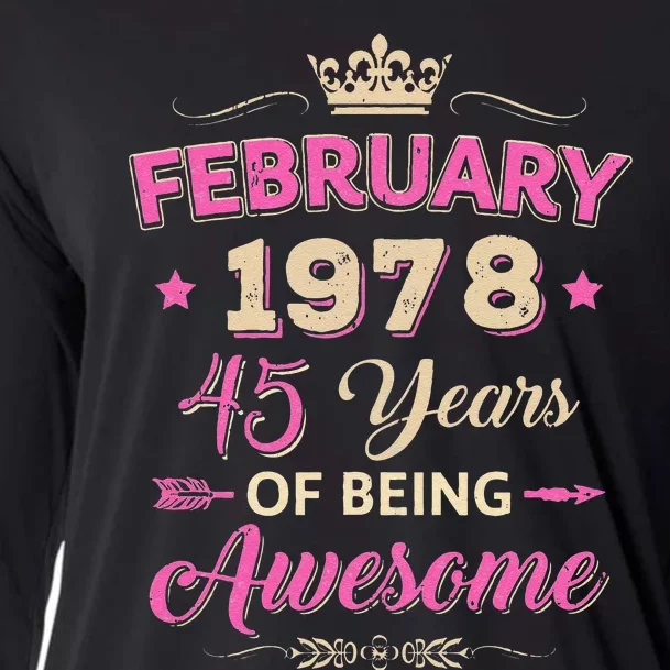 February 1978 45 Years Of Being Awesome Retro 45Th Birthday Cooling Performance Long Sleeve Crew