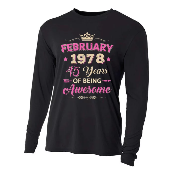 February 1978 45 Years Of Being Awesome Retro 45Th Birthday Cooling Performance Long Sleeve Crew