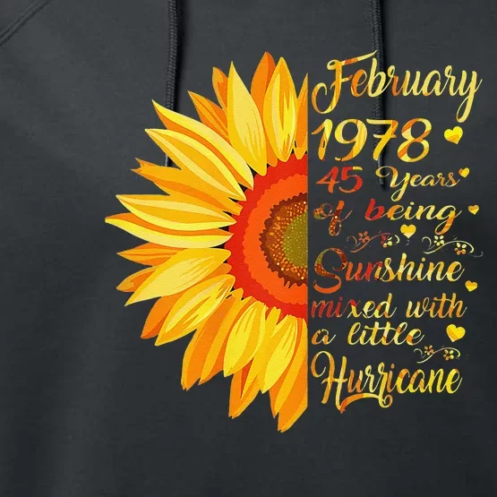 February 1978 45th Birthday Gift 45 Years Old Performance Fleece Hoodie