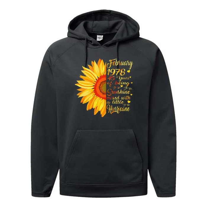 February 1978 45th Birthday Gift 45 Years Old Performance Fleece Hoodie