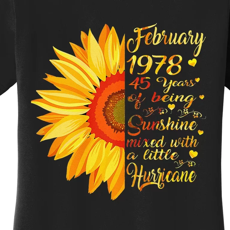 February 1978 45th Birthday Gift 45 Years Old Women's T-Shirt