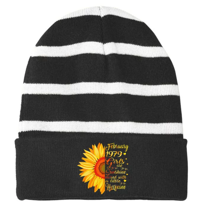 February 1979 44th Birthday Gift 44 Years Old Striped Beanie with Solid Band