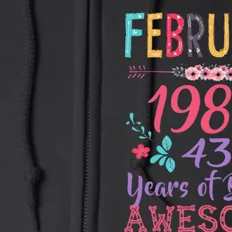 February 1980 43rd Birthday Gift 43 Years Old Full Zip Hoodie