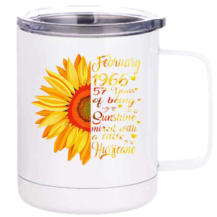 February 1966 57th Birthday Gift 57 Years Old Front & Back 12oz Stainless Steel Tumbler Cup