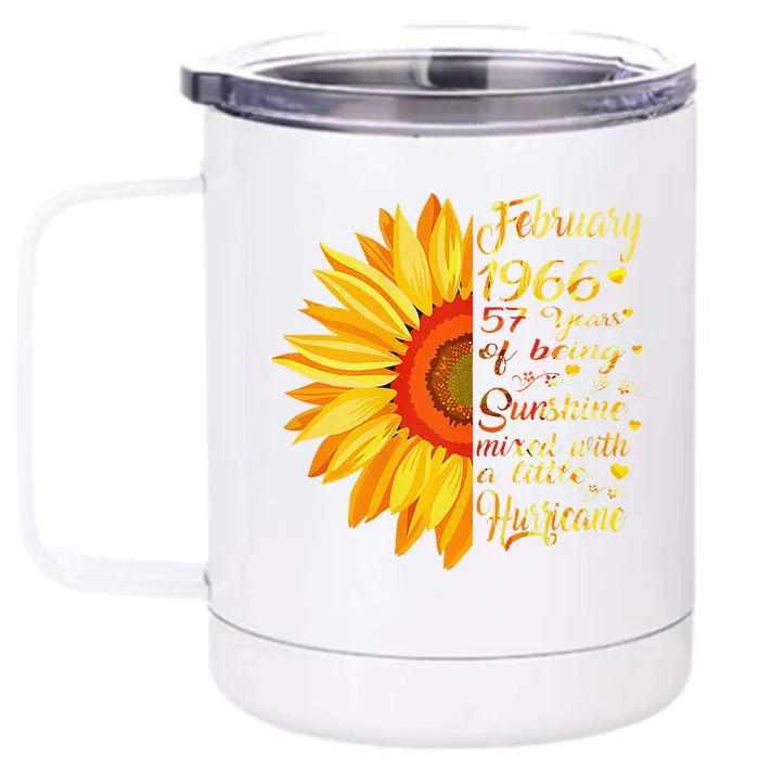 February 1966 57th Birthday Gift 57 Years Old Front & Back 12oz Stainless Steel Tumbler Cup