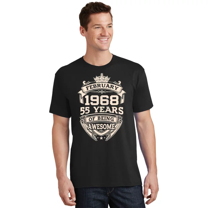 February 1968 55 Years Of Being Awesome 55th Birthday T-Shirt