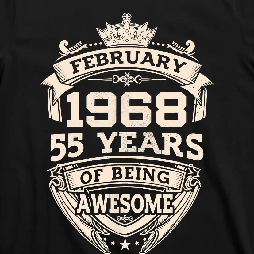 February 1968 55 Years Of Being Awesome 55th Birthday T-Shirt