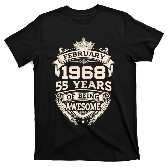 February 1968 55 Years Of Being Awesome 55th Birthday T-Shirt