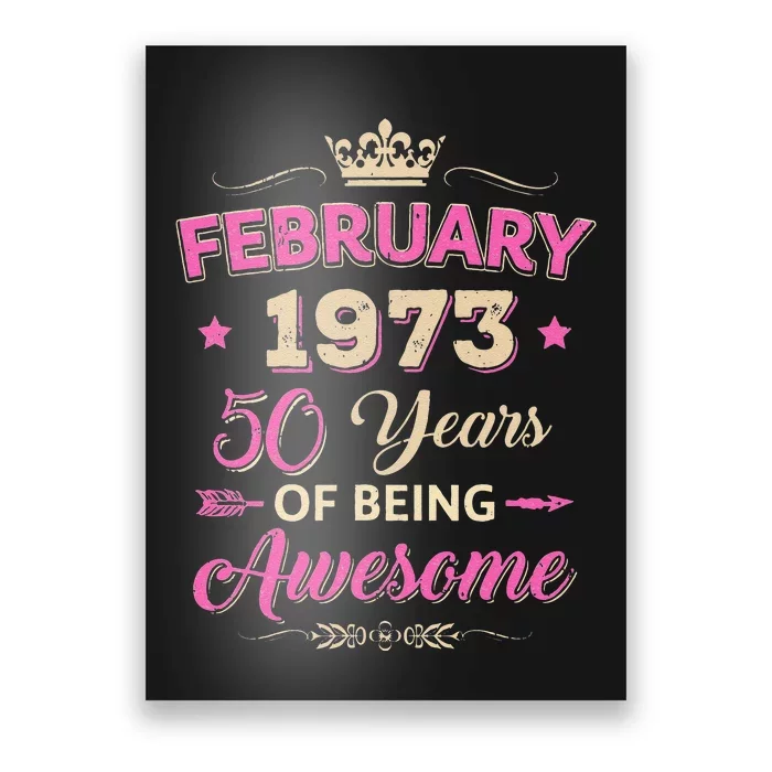 February 1973 50 Years Of Being Awesome Retro 50Th Birthday Poster