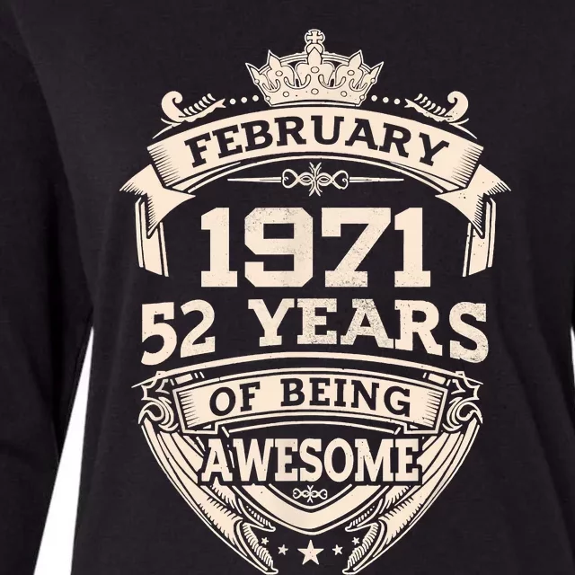 February 1971 52 Years Of Being Awesome 52th Birthday Womens Cotton Relaxed Long Sleeve T-Shirt