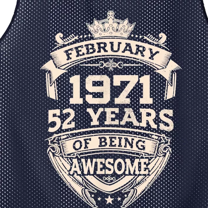 February 1971 52 Years Of Being Awesome 52th Birthday Mesh Reversible Basketball Jersey Tank