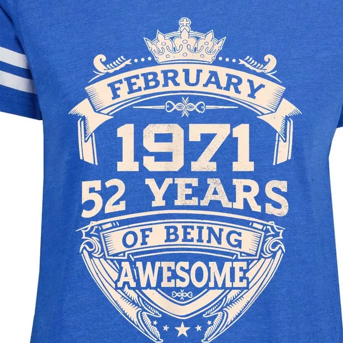 February 1971 52 Years Of Being Awesome 52th Birthday Enza Ladies Jersey Football T-Shirt