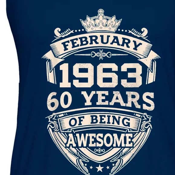 February 1963 60 Years Of Being Awesome 60th Birthday Ladies Essential Flowy Tank