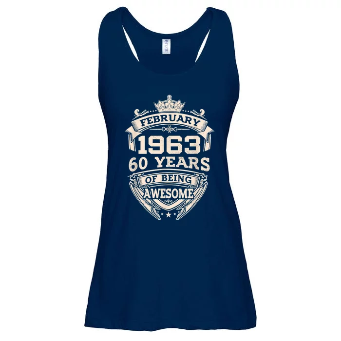 February 1963 60 Years Of Being Awesome 60th Birthday Ladies Essential Flowy Tank