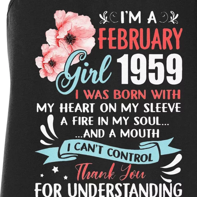 February 1959 64th Birthday Gift 64 Years Old Women's Racerback Tank