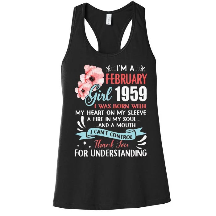 February 1959 64th Birthday Gift 64 Years Old Women's Racerback Tank