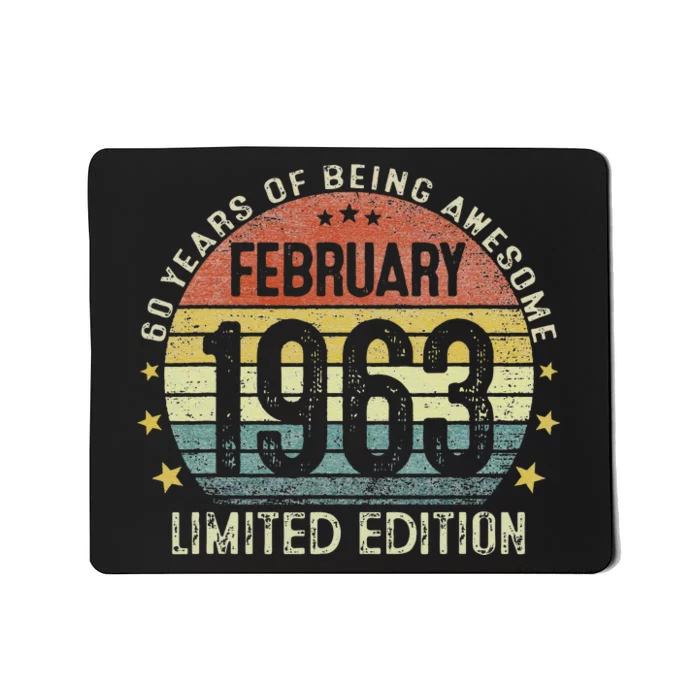 February 1963 60 Year Old 60th Birthday Gifts Vintage 1963 Mousepad