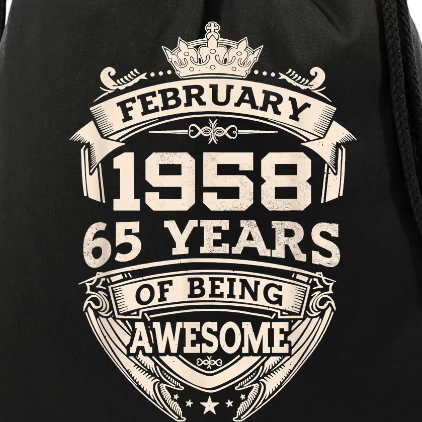 February 1958 65 Years Of Being Awesome 65th Birthday Drawstring Bag