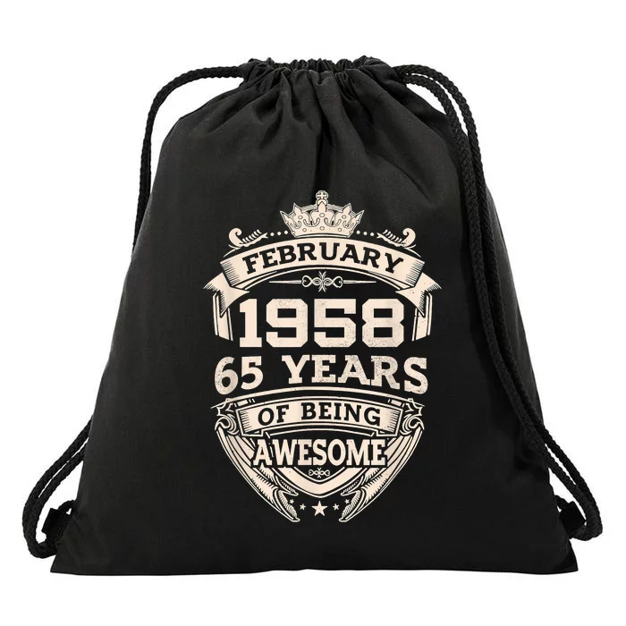 February 1958 65 Years Of Being Awesome 65th Birthday Drawstring Bag