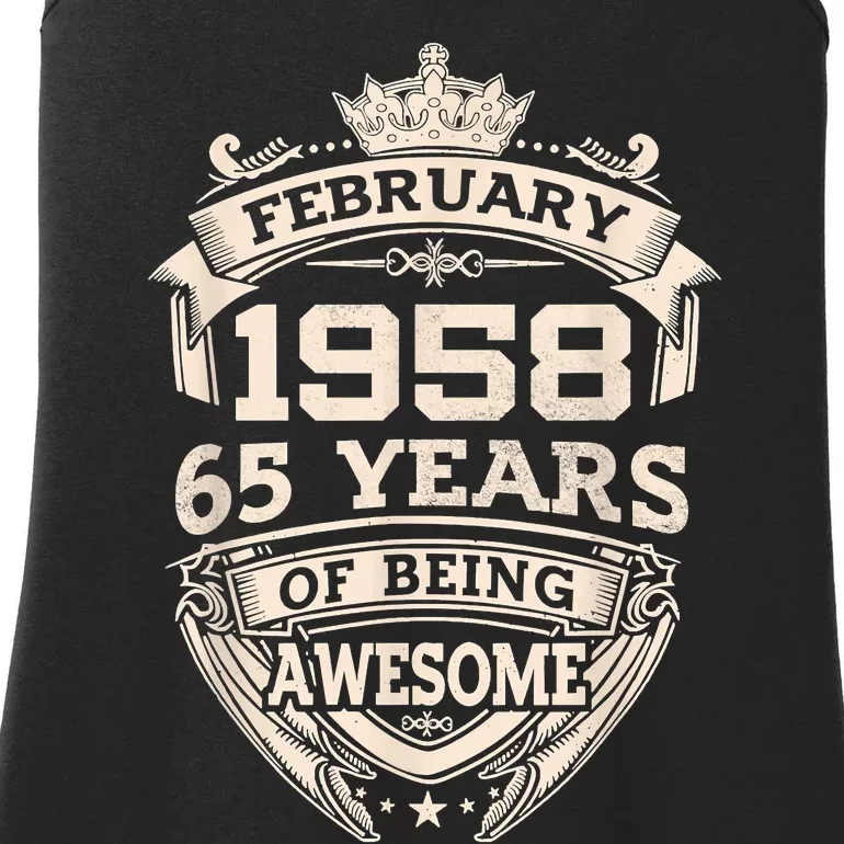 February 1958 65 Years Of Being Awesome 65th Birthday Ladies Essential Tank