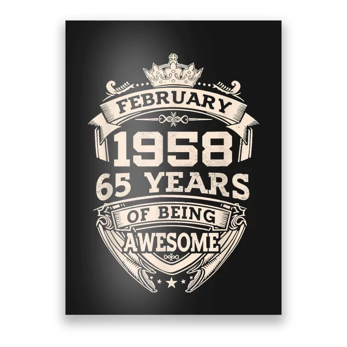 February 1958 65 Years Of Being Awesome 65th Birthday Poster 