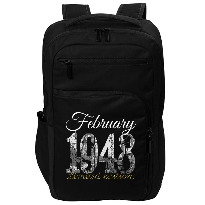 February 1948 75 Year Old 1948 75th Birthday Gift Impact Tech Backpack