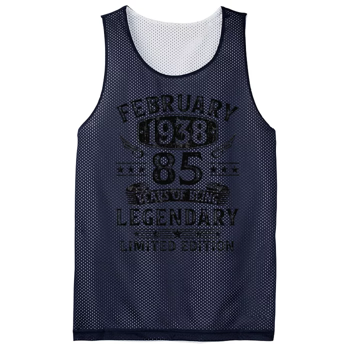 February 1938 85 Year Old Gifts Vintage 85th Birthday Mesh Reversible Basketball Jersey Tank