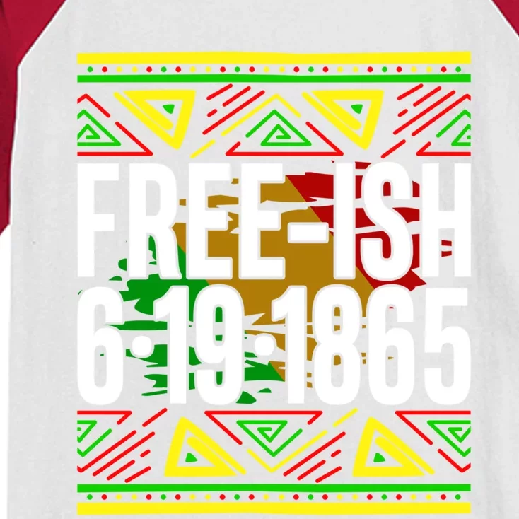 Freegiftish 1865 African Black Freedom Juneteenth Black History Gift Kids Colorblock Raglan Jersey