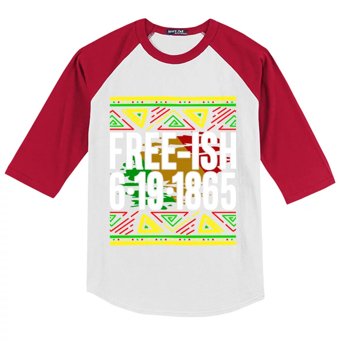 Freegiftish 1865 African Black Freedom Juneteenth Black History Gift Kids Colorblock Raglan Jersey