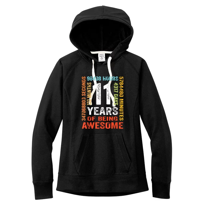 Funny 11th Birthday 11 Years Old Vintage Retro 132 Months Women's Fleece Hoodie