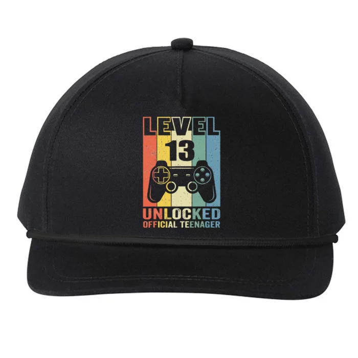 Funny 13th Birthday Gift Boy Level 13 Unlocked Teenager Snapback Five-Panel Rope Hat