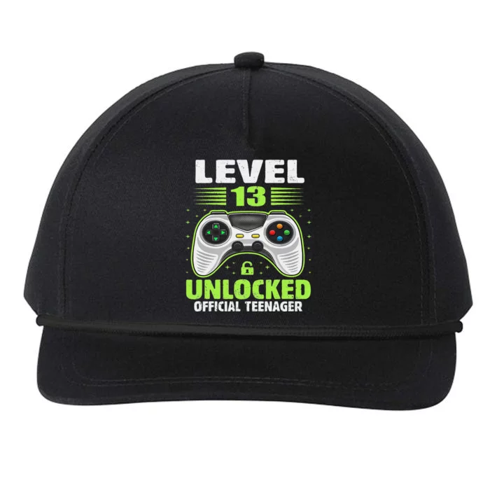 Funny 13th Birthday Gift Boy Level 13 Unlocked Teenager Snapback Five-Panel Rope Hat