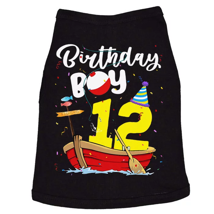 Fisherman 12th Birthday Fishing 12 Year Old Theme Bday Doggie Tank