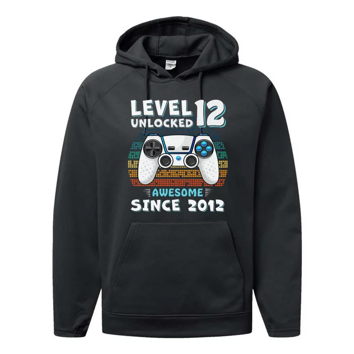 Funny 12th Birthday Decoration Boy 12yr 12 Year Old Birthday Performance Fleece Hoodie