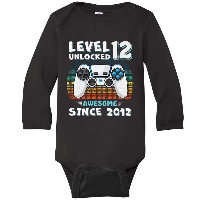 Funny 12th Birthday Decoration Boy 12yr 12 Year Old Birthday Baby Long Sleeve Bodysuit