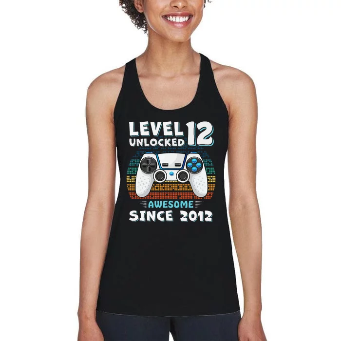 Funny 12th Birthday Decoration Boy 12yr 12 Year Old Birthday Women's Racerback Tank