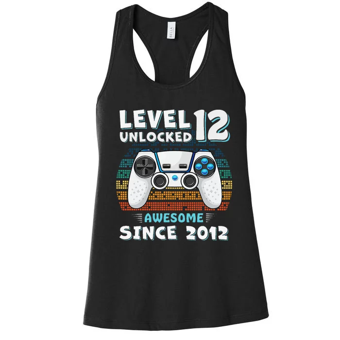 Funny 12th Birthday Decoration Boy 12yr 12 Year Old Birthday Women's Racerback Tank